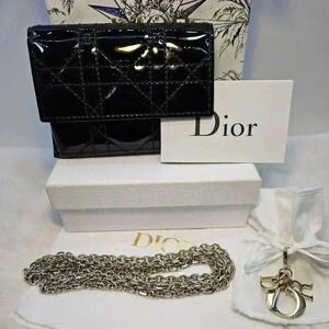 🎁 DIOR Card holder pouch with removable chain  with belt slots